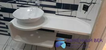 Столешница с полкой из искусственного камня Grandex P-104 Pure White